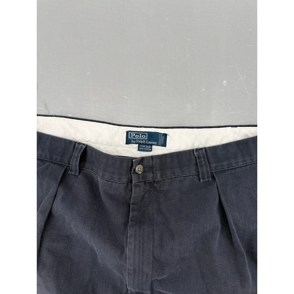 Polo Ralph Lauren Tyler Short Mens 46 Navy Blue Pleated Cotton Classic Chino